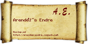 Arendás Endre névjegykártya