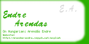 endre arendas business card